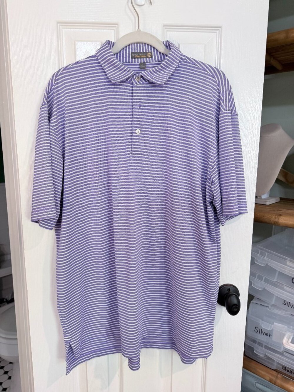 Peter Millar Polo-Purple stripe-Large